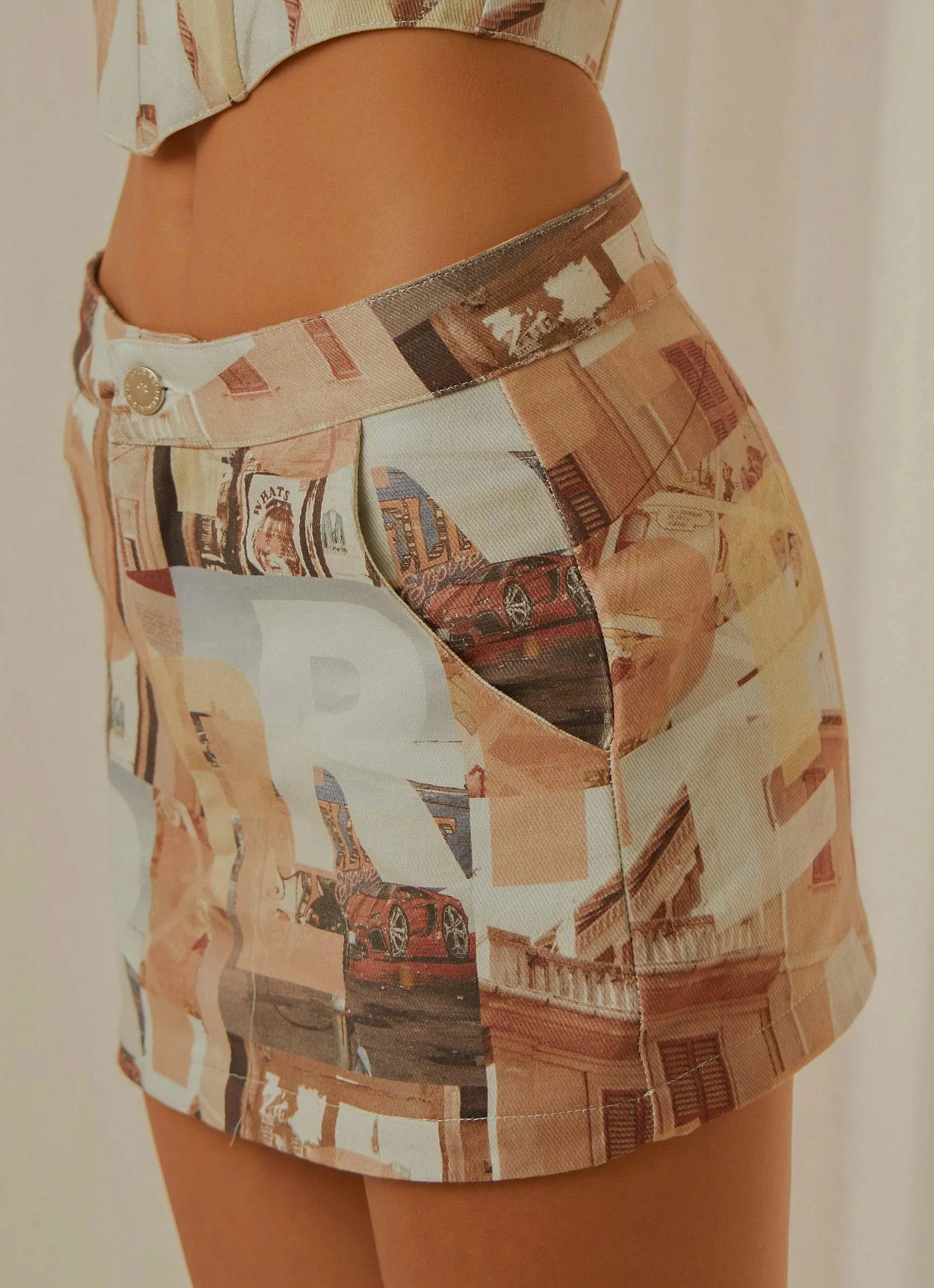 On the Edge Mini Skirt - Neutral Film Graphic sold by Peppermayo product image thumbnail 3