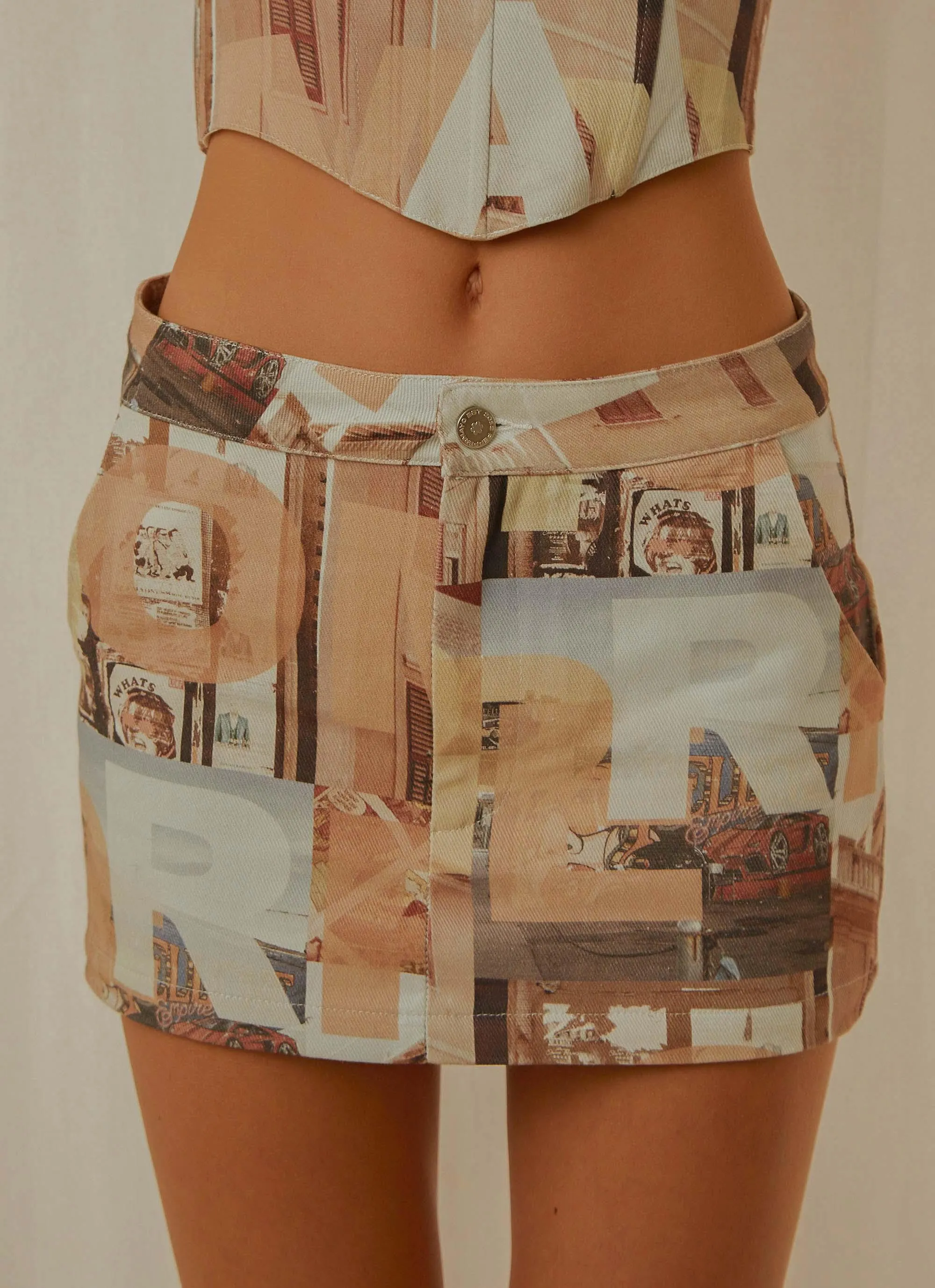 On the Edge Mini Skirt - Neutral Film Graphic sold by Peppermayo product image thumbnail 2