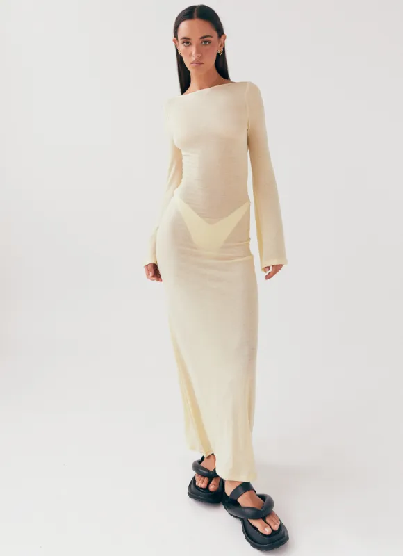 Olivia Long Sleeve Maxi Dress - Lemon sold by Peppermayo