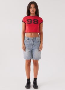 Jodi Number Baby Tee - Red sold by Peppermayo