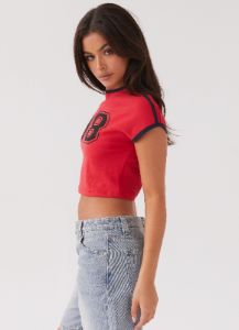 Jodi Number Baby Tee - Red sold by Peppermayo