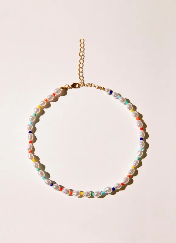 Girls Of Summer Necklace - Pearl Multi sold by Peppermayo