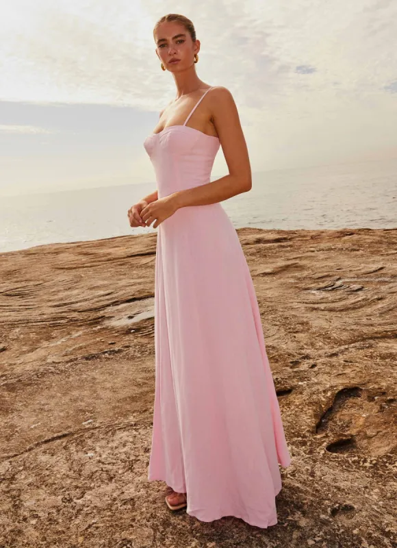 Angelina Linen Maxi Dress - Pink Petal sold by Peppermayo