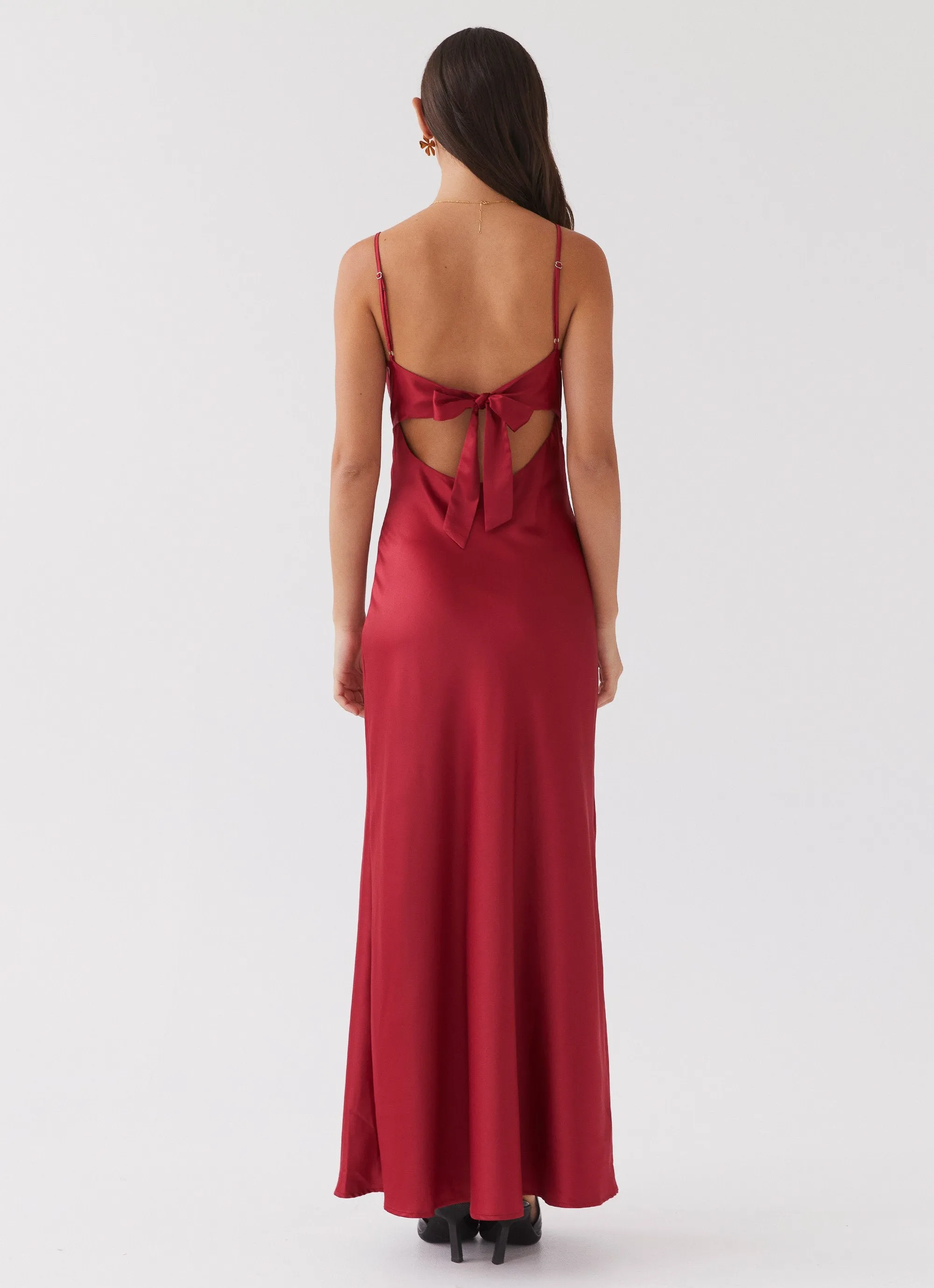Flora Satin Maxi Dress - Cherry sold by Peppermayo product image thumbnail 5