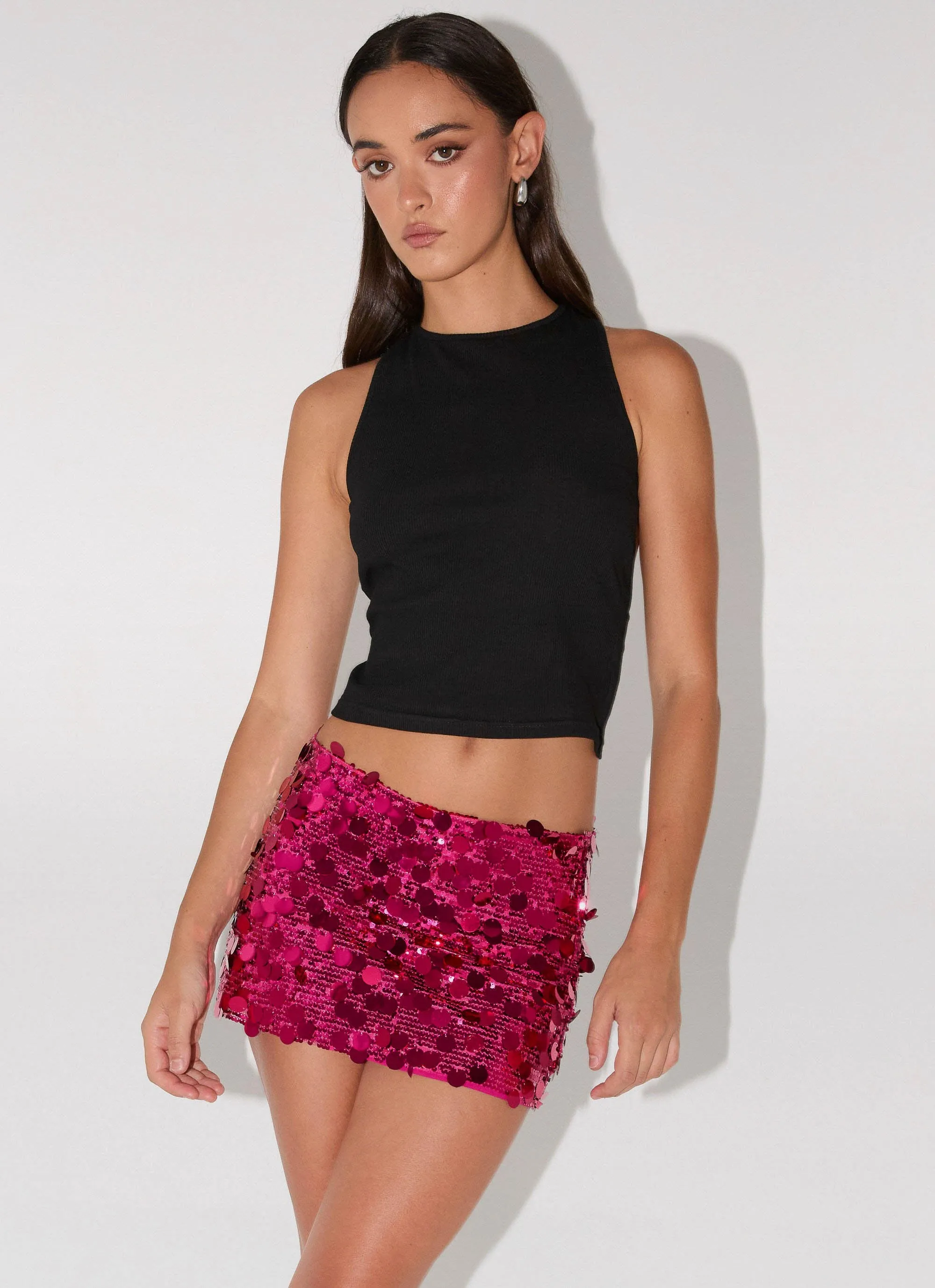 Champagne Chic Sequin Mini Skirt - Magenta Rose sold by Peppermayo product image thumbnail 2