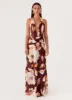 Elysia Chiffon Maxi Dress - Brown Floral sold by Peppermayo