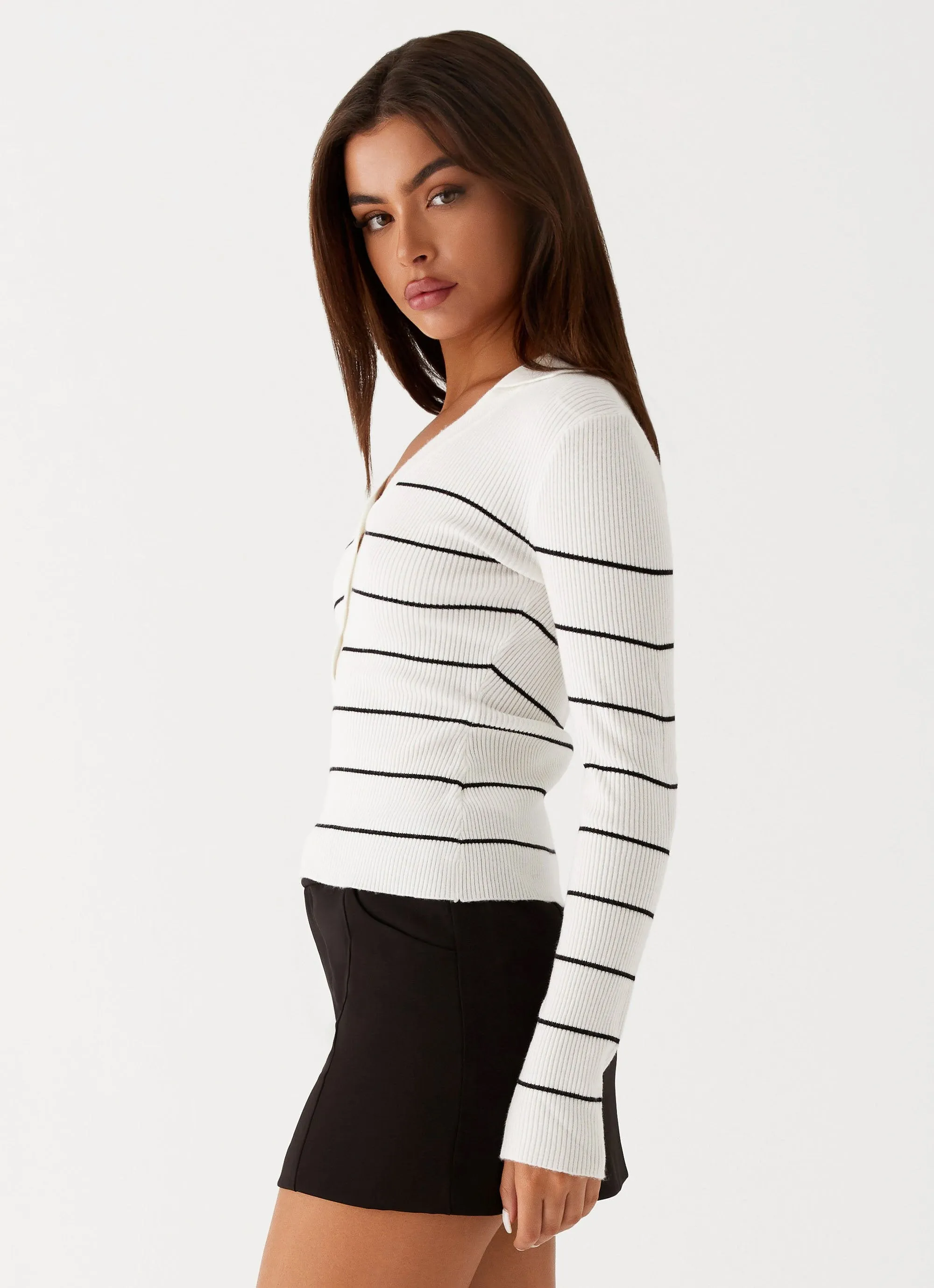 Kelisa Long Sleeve Knit Top - White Stripe sold by Peppermayo product image thumbnail 3