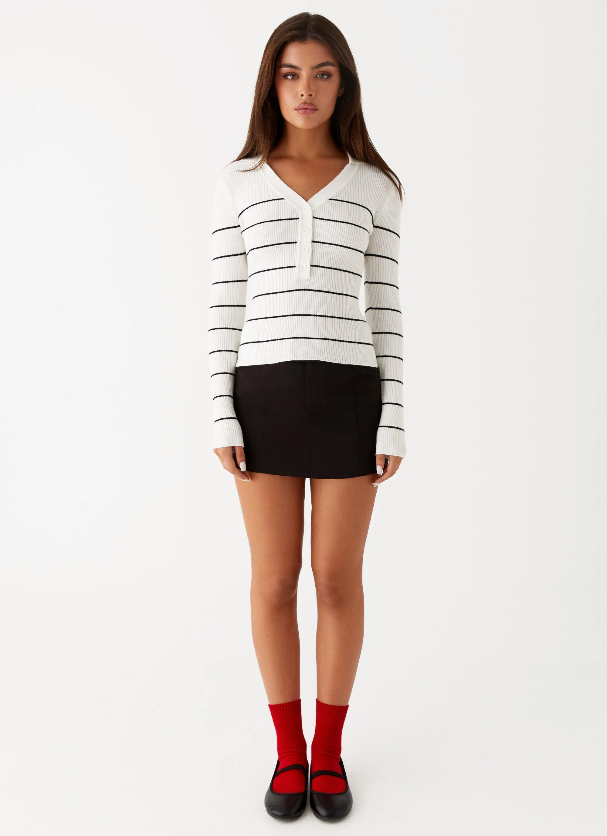 Kelisa Long Sleeve Knit Top - White Stripe sold by Peppermayo product image thumbnail 2