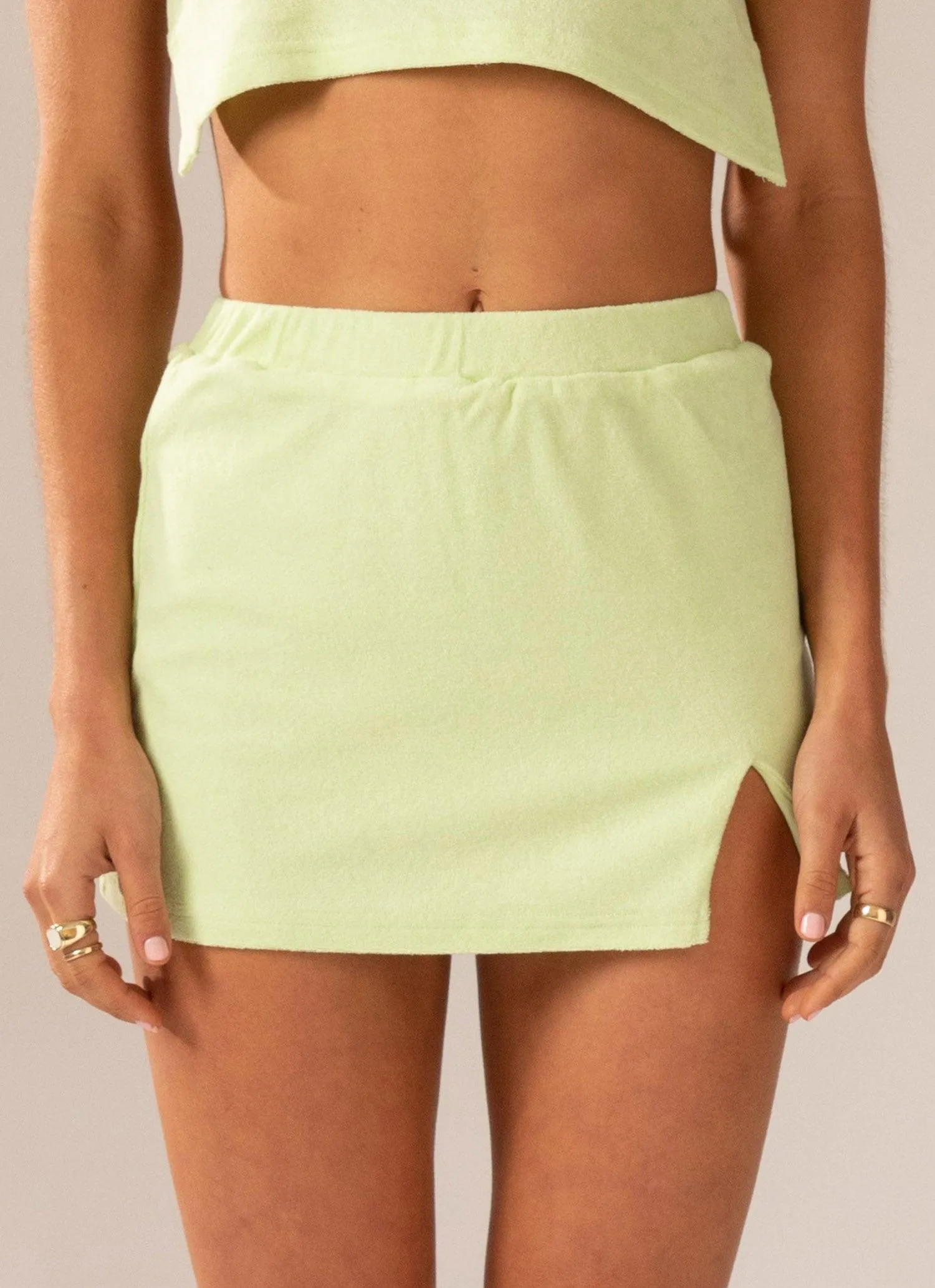Changing Seasons Terry Mini Skirt - Lime Green sold by Peppermayo product image thumbnail 2