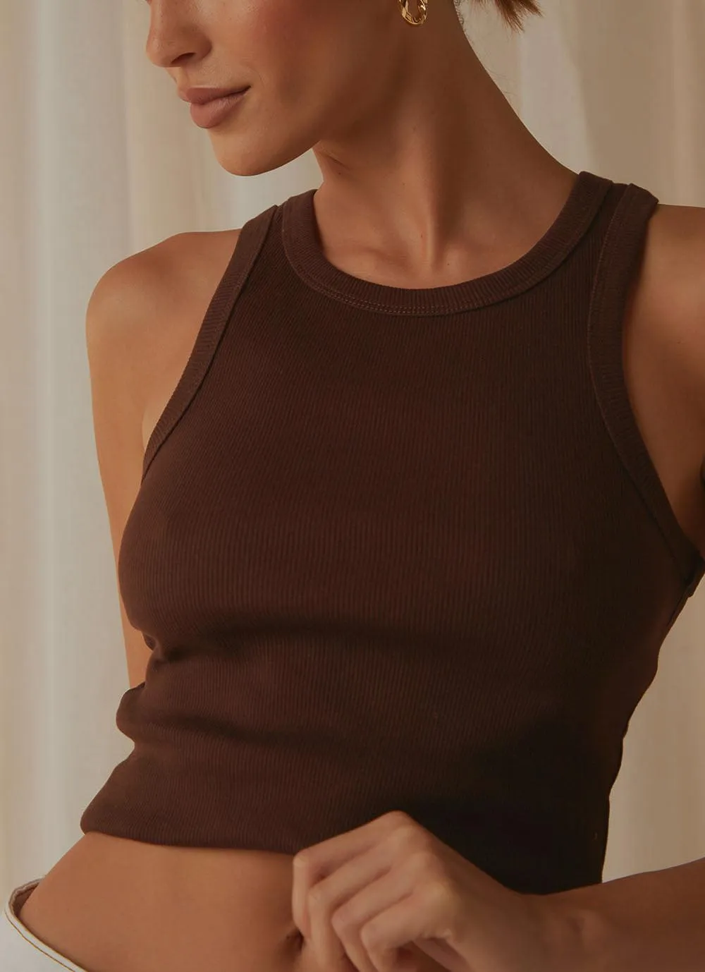 Blank Canvas Ribbed Tank - Choc Brown sold by Peppermayo product image thumbnail 3