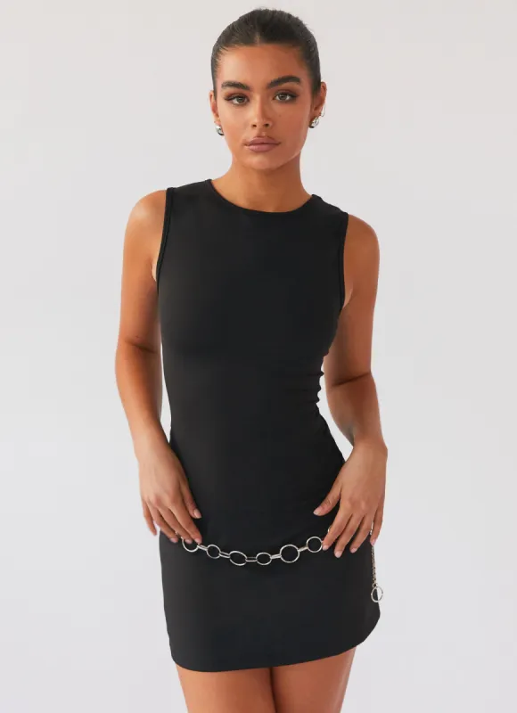 Cosmic Chic Mini Dress - Black sold by Peppermayo