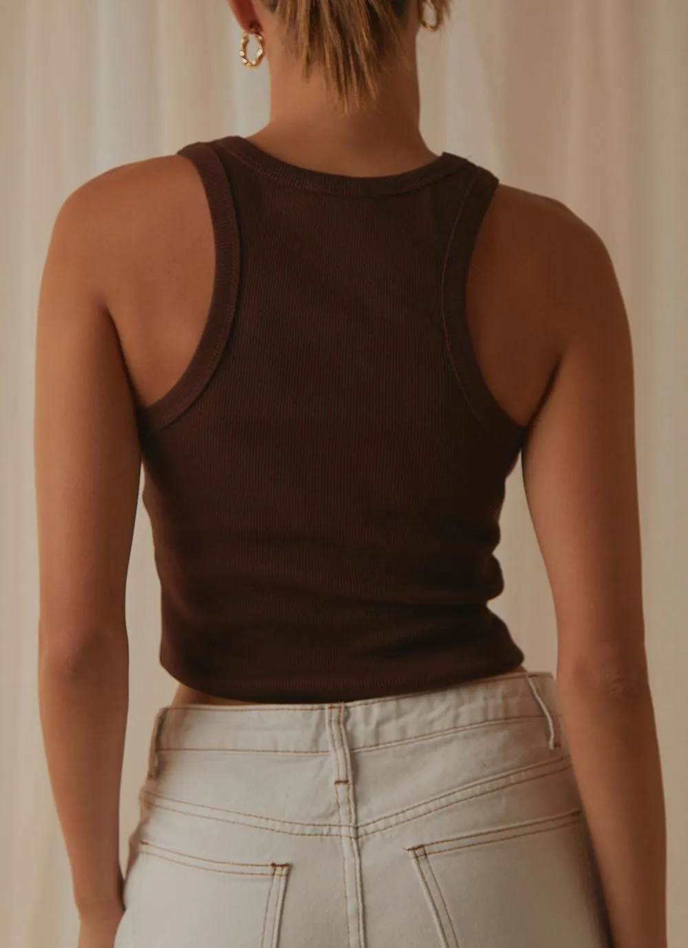 Blank Canvas Ribbed Tank - Choc Brown sold by Peppermayo product image thumbnail 4
