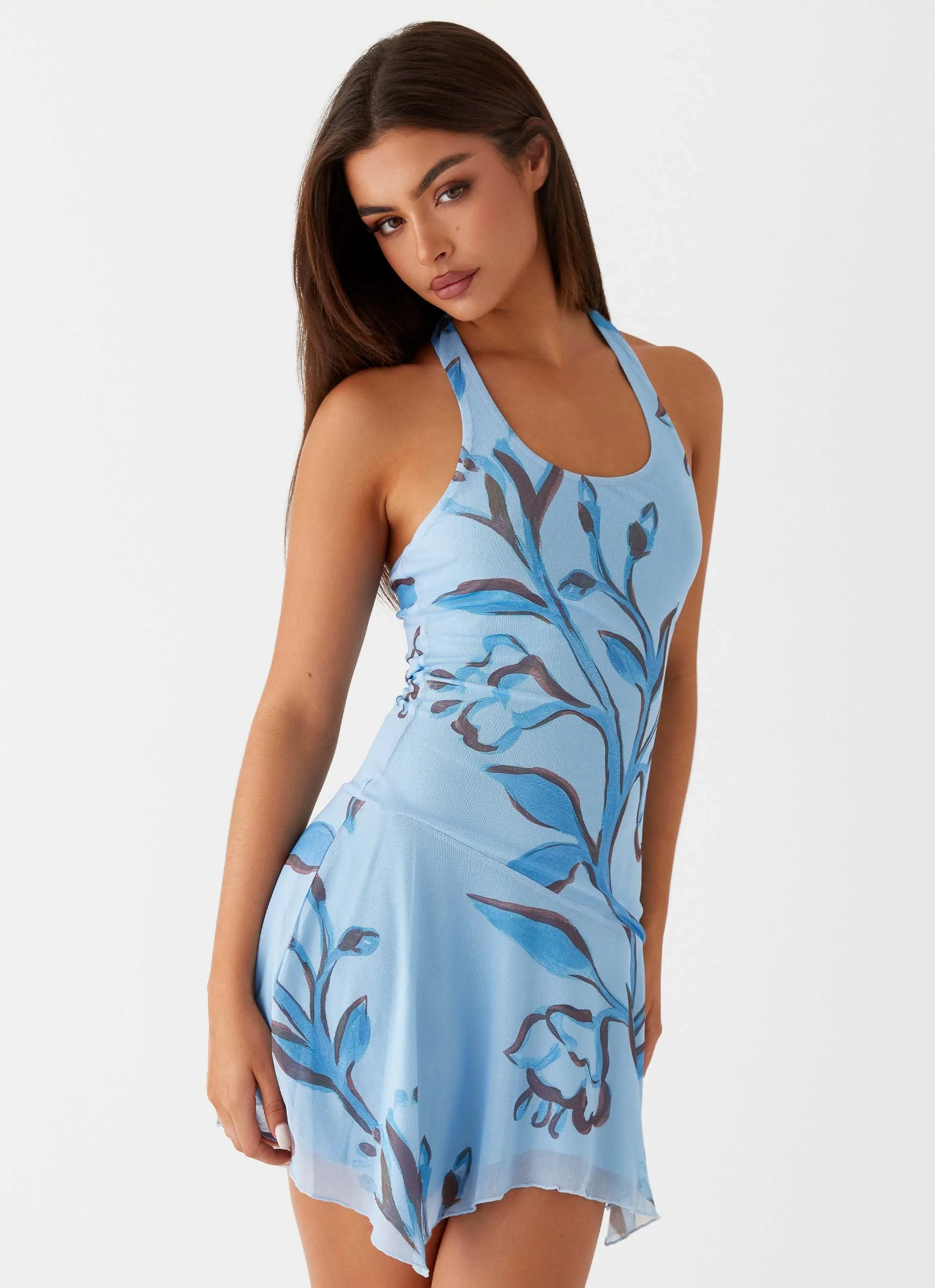 Iris Bloom Mini Dress - Blue Floral sold by Peppermayo product image thumbnail 5