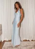 Heavy Hearted Satin Maxi Dress - Ice Blue sold by Peppermayo