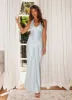 Heavy Hearted Satin Maxi Dress - Ice Blue sold by Peppermayo