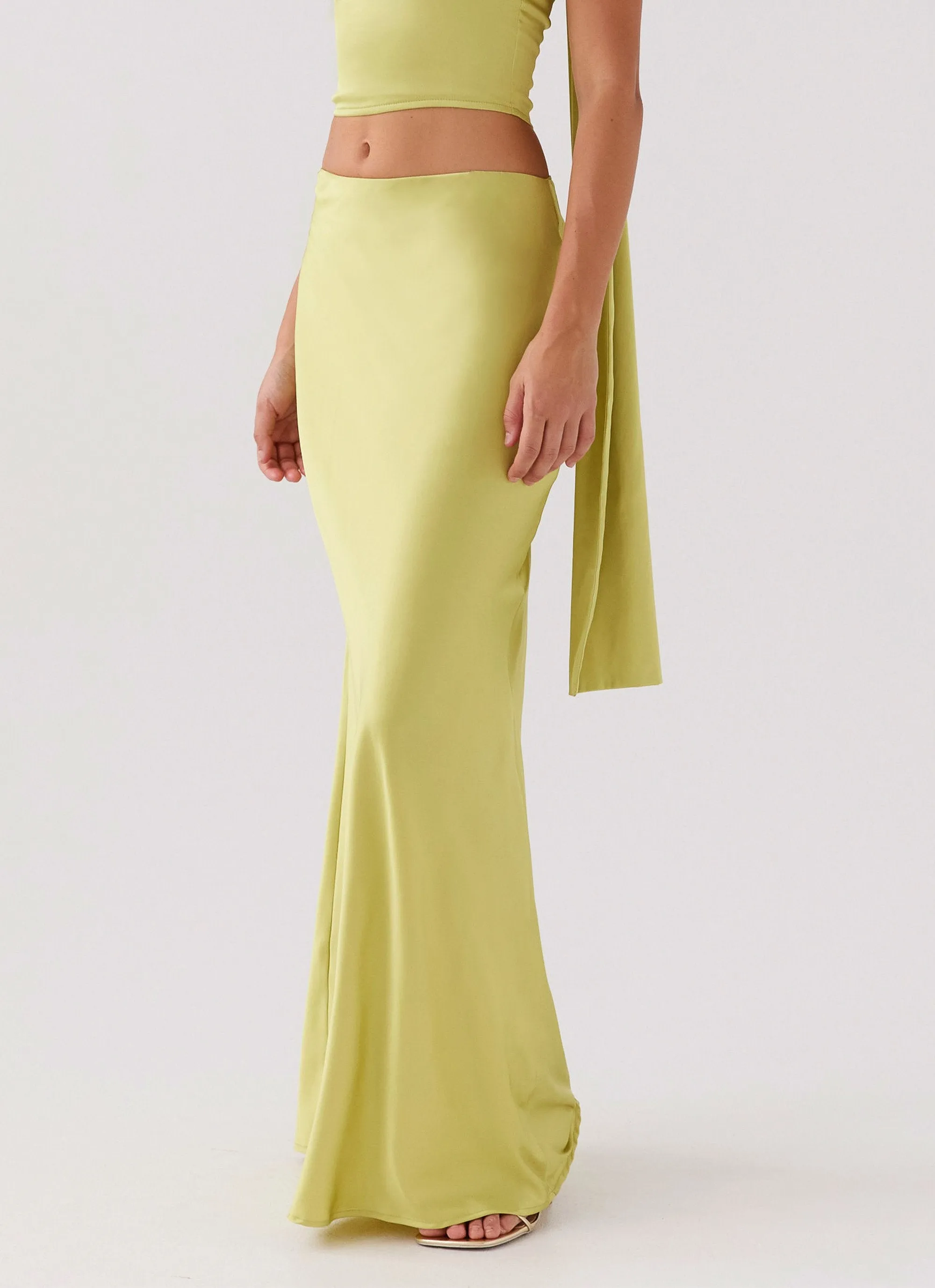 Josefina Satin Maxi Skirt - Chartreuse sold by Peppermayo product image thumbnail 4