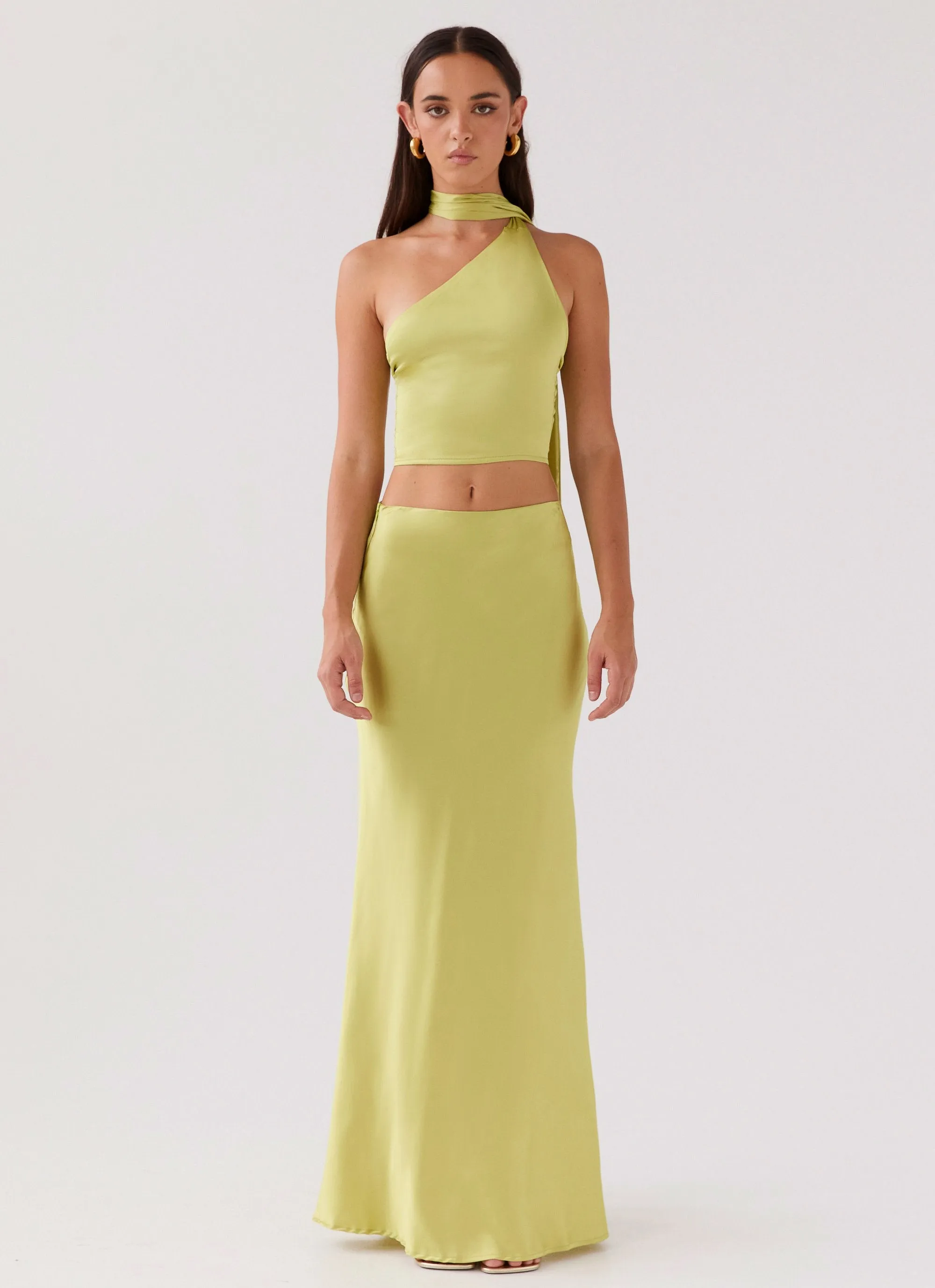 Josefina Satin Maxi Skirt - Chartreuse sold by Peppermayo product image thumbnail 2
