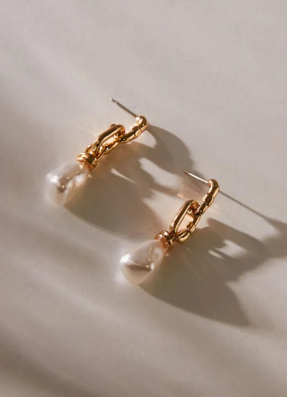 RSVP Earrings - Gold/ Pearl sold by Peppermayo