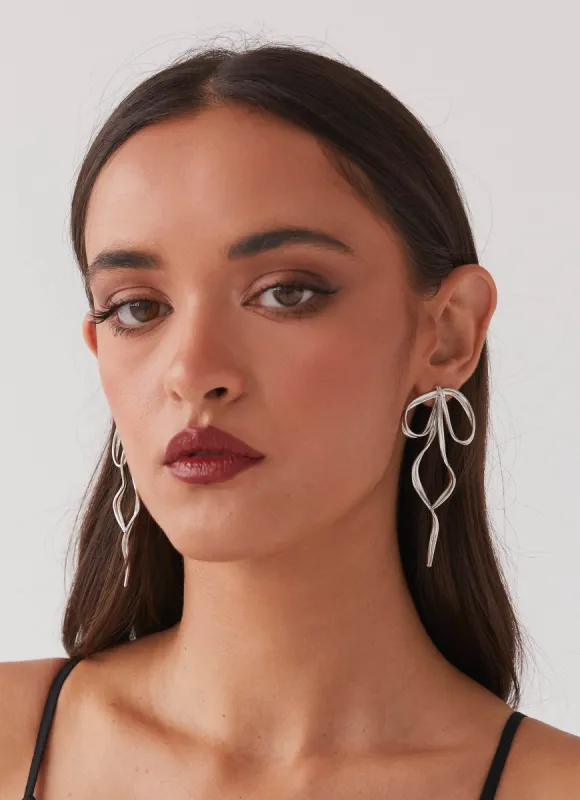 Diana Bow Earrings - Silver sold by Peppermayo