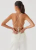 Into You Crochet Tie Top - Ivory sold by Peppermayo