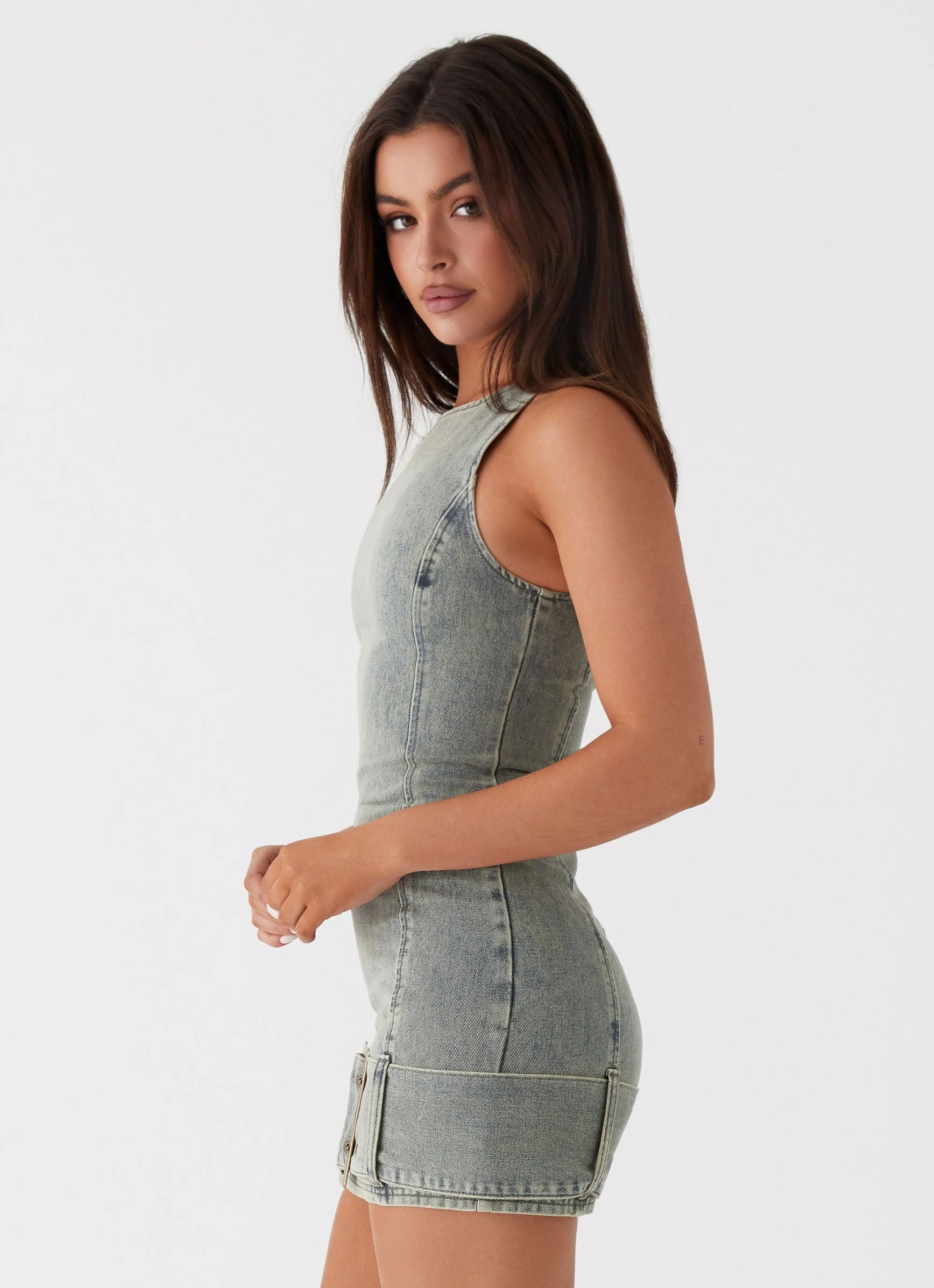 Dark Matter Mini Dress - Washed Denim sold by Peppermayo product image thumbnail 3