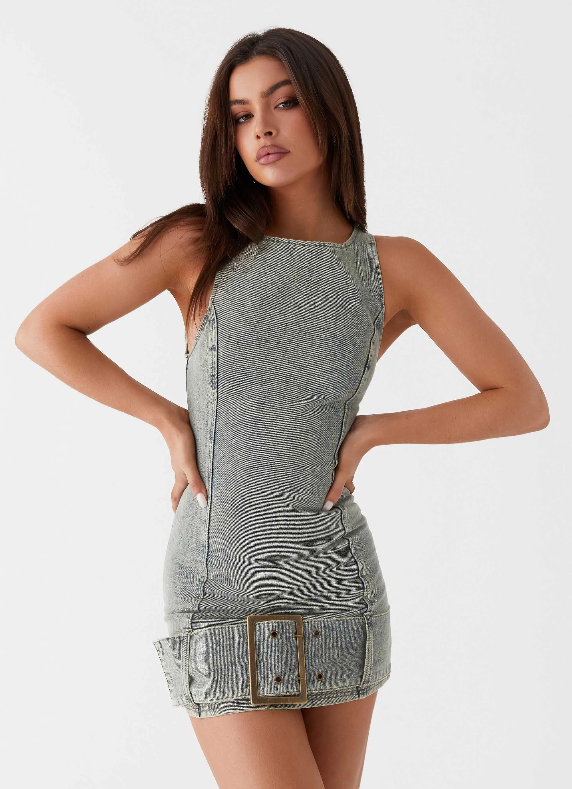 Dark Matter Mini Dress - Washed Denim sold by Peppermayo product image thumbnail 5