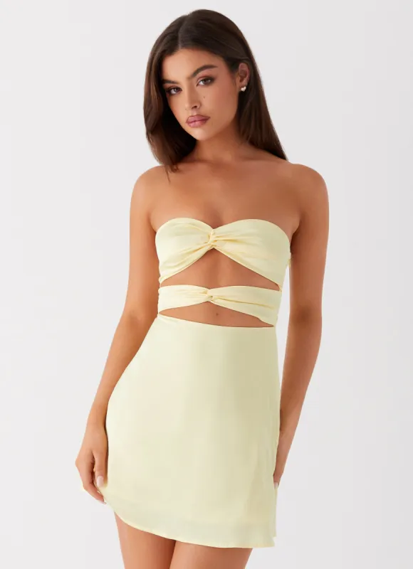 Tianna Mini Dress - Yellow sold by Peppermayo
