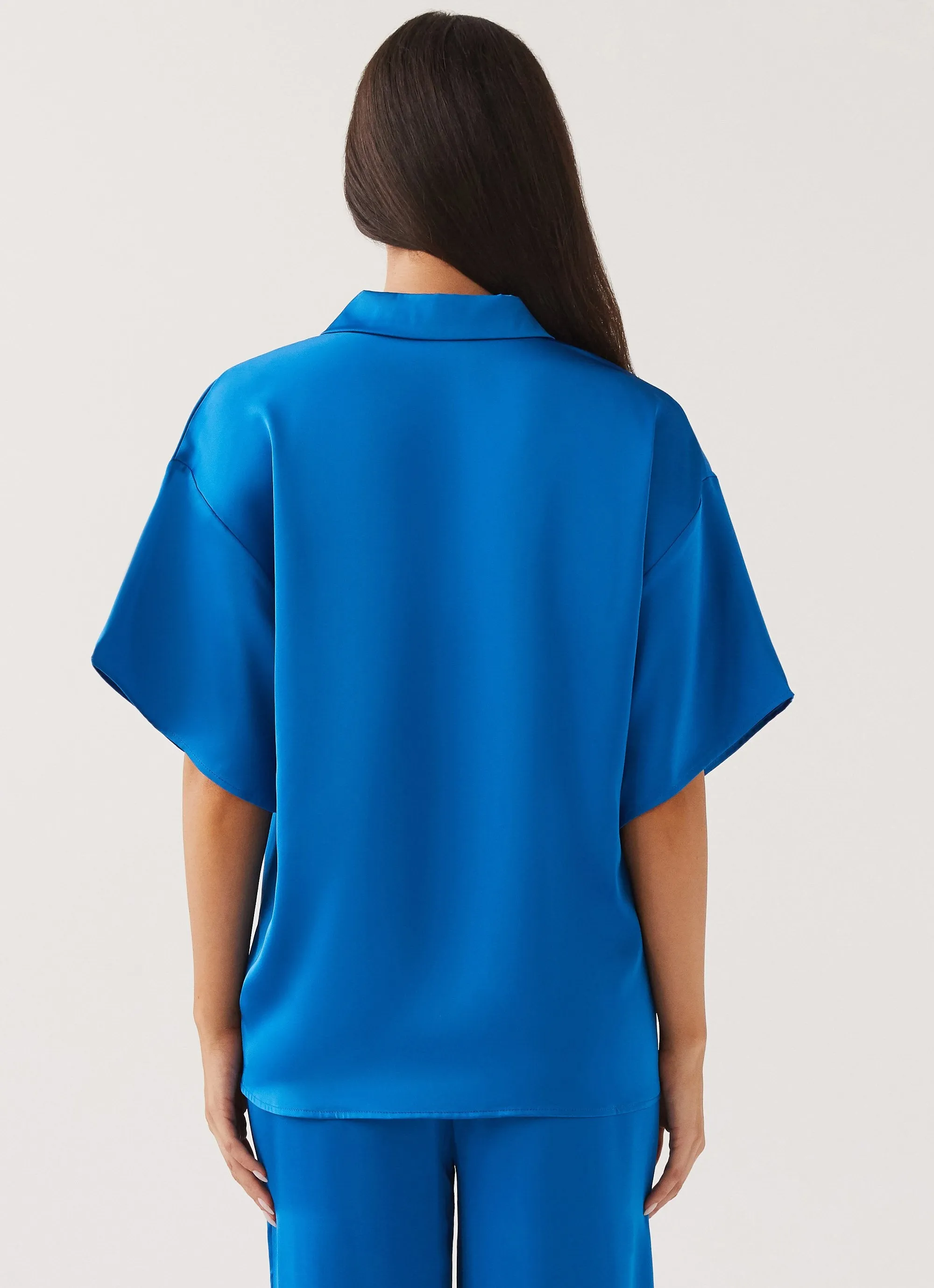Palm Cove Satin Shirt - Cobalt sold by Peppermayo product image thumbnail 4