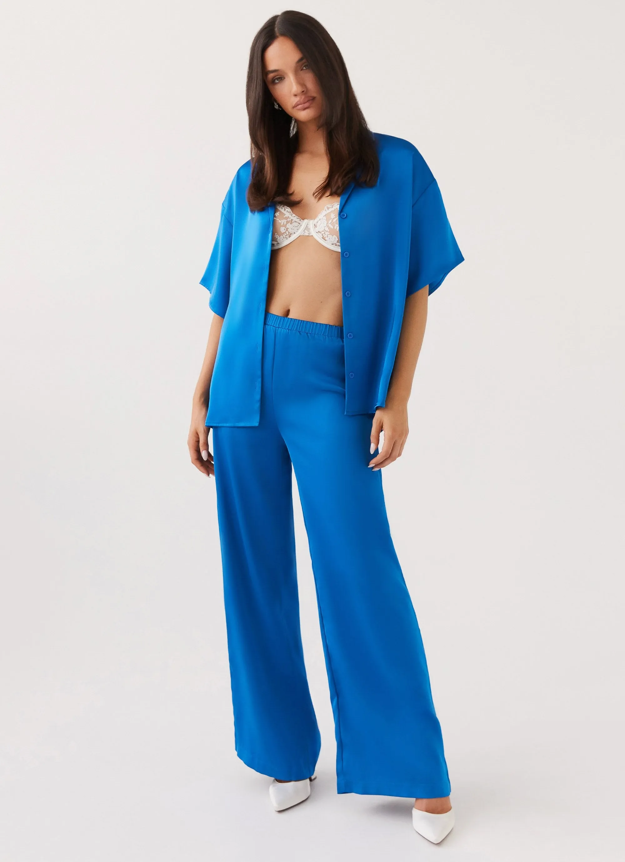 Palm Cove Satin Shirt - Cobalt sold by Peppermayo product image thumbnail 2