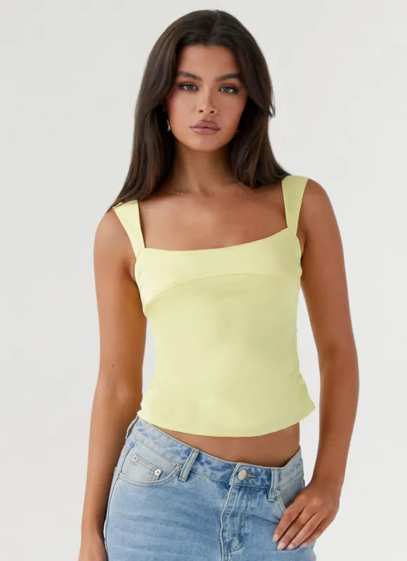 Lylah Satin Top - Yellow sold by Peppermayo
