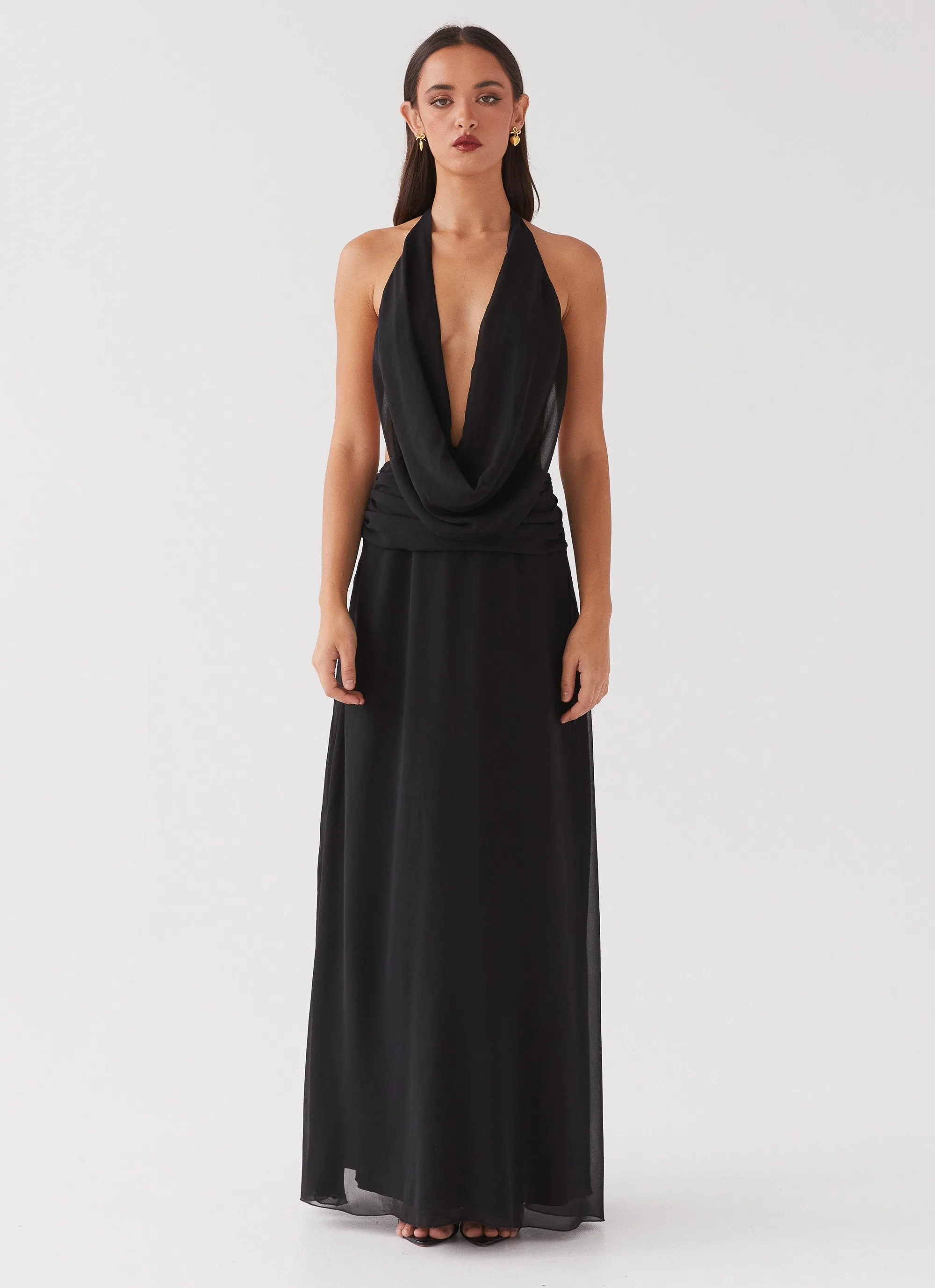 Elysia Chiffon Maxi Dress - Black sold by Peppermayo product image thumbnail 2