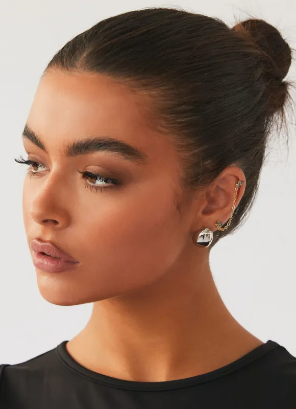Take A Bow Chunky Stud Earrings - Silver sold by Peppermayo
