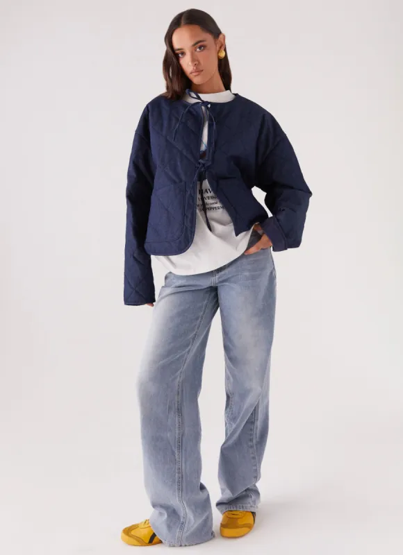 Faded Fall Quilted Jacket - Vintage Blue Wash sold by Peppermayo