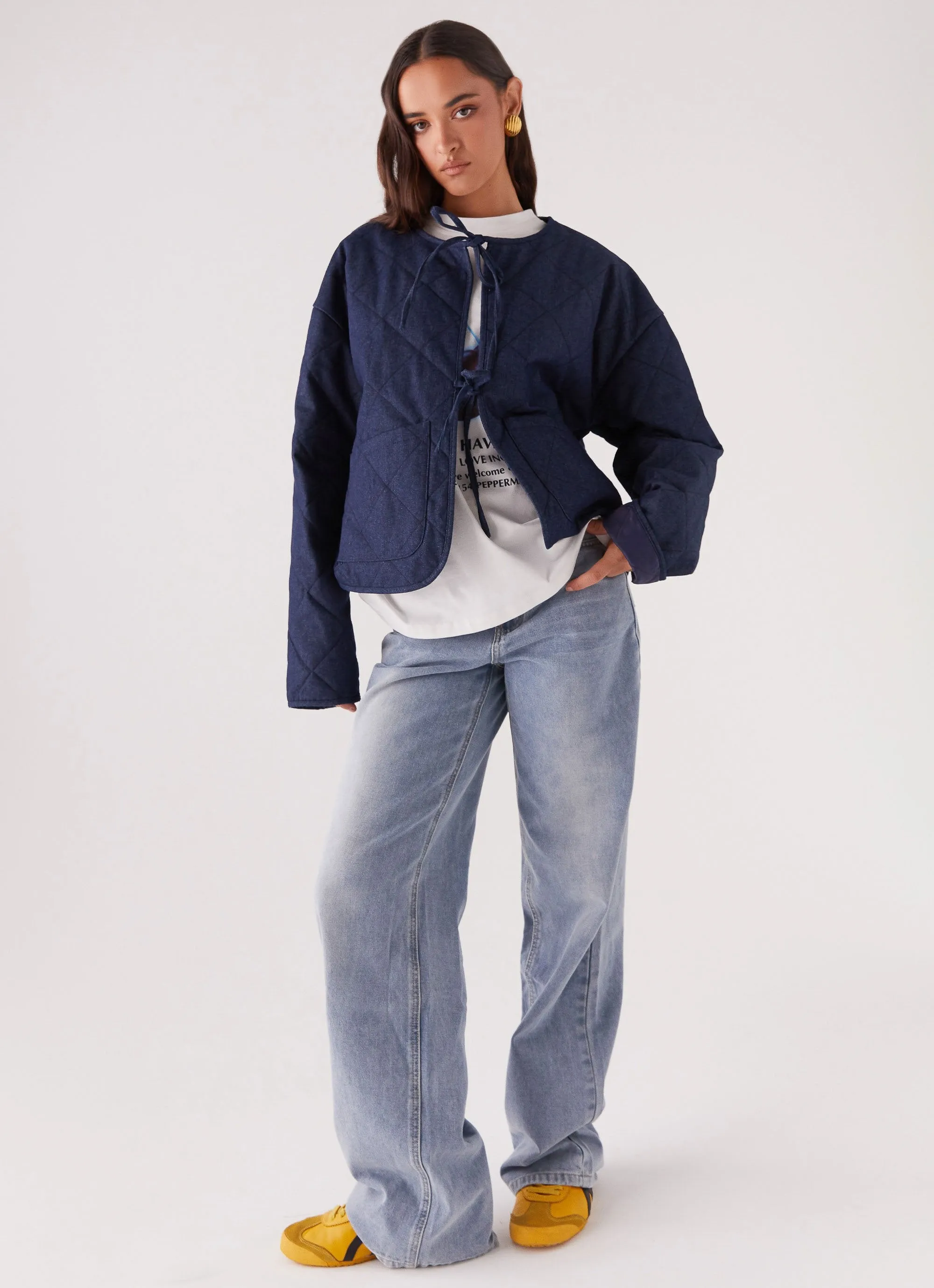 Faded Fall Quilted Jacket - Vintage Blue Wash sold by Peppermayo