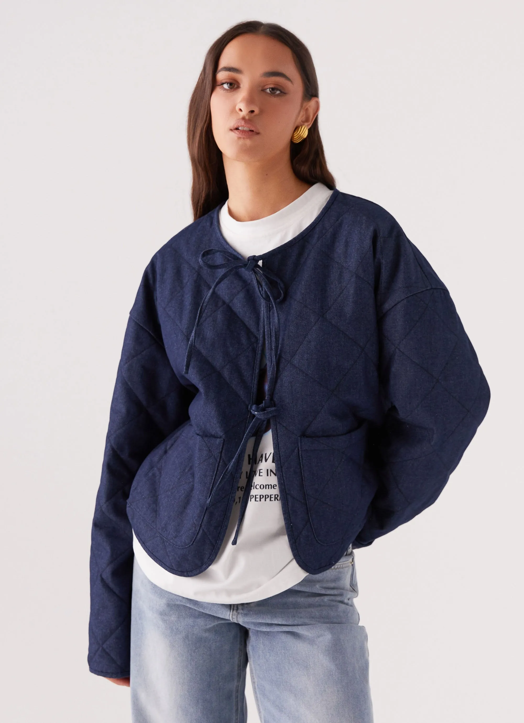 Faded Fall Quilted Jacket - Vintage Blue Wash sold by Peppermayo product image thumbnail 5
