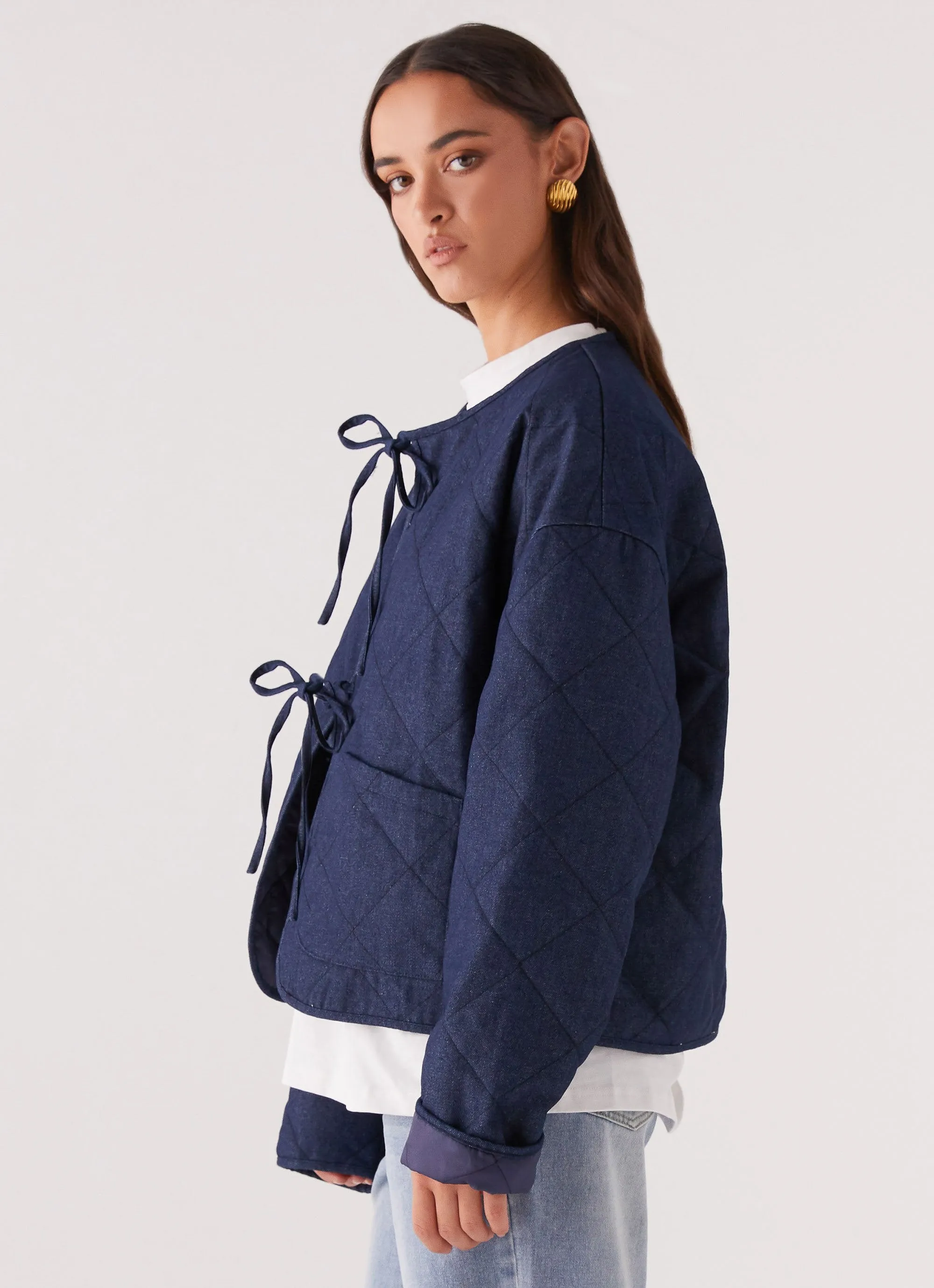 Faded Fall Quilted Jacket - Vintage Blue Wash sold by Peppermayo product image thumbnail 3