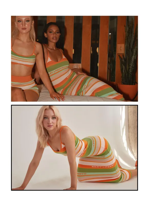 Sunset Drives Knit Maxi Dress - Melon Stripe sold by Peppermayo