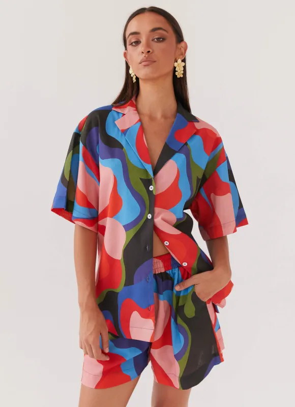 Sweet Relief Oversized Linen Shirt - Floral Fantasy made by Peppermayo