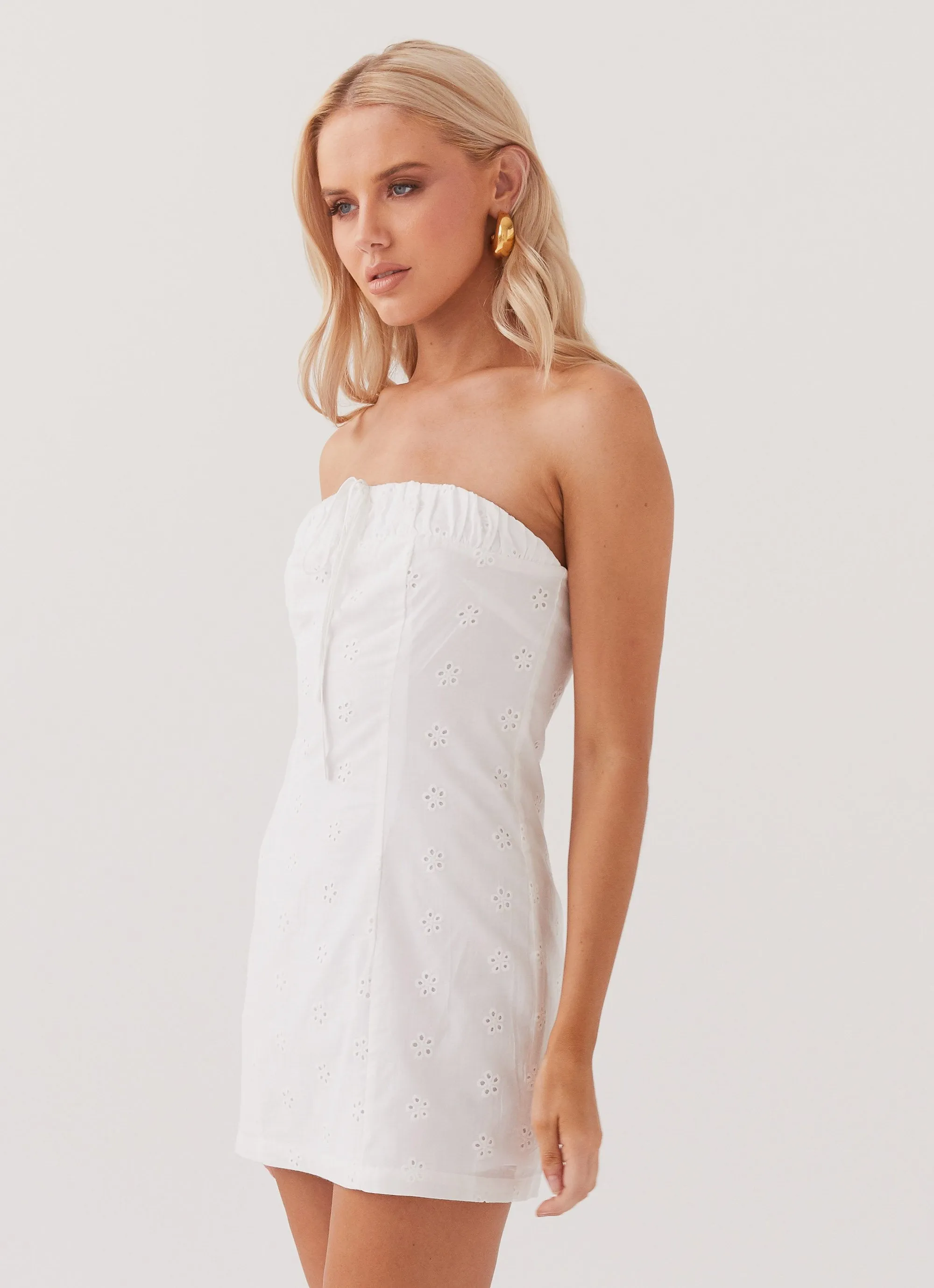 Bronwyn Broderie Mini Dress - White sold by Peppermayo product image thumbnail 3
