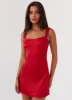 Odette Satin Mini Dress - Red sold by Peppermayo