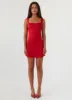 Odette Satin Mini Dress - Red sold by Peppermayo