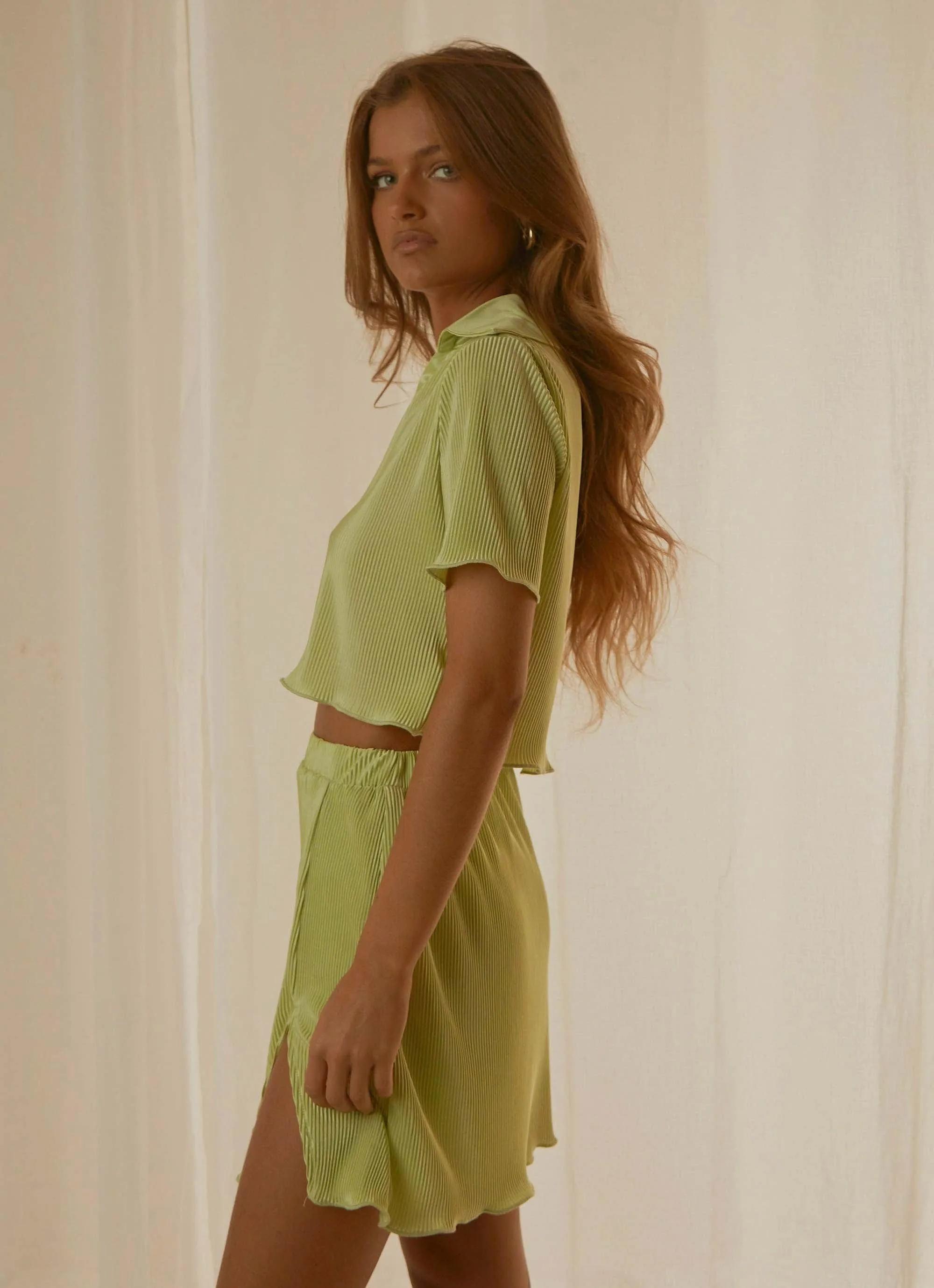 Sun Downer Cropped Shirt - Lime Green sold by Peppermayo product image thumbnail 4