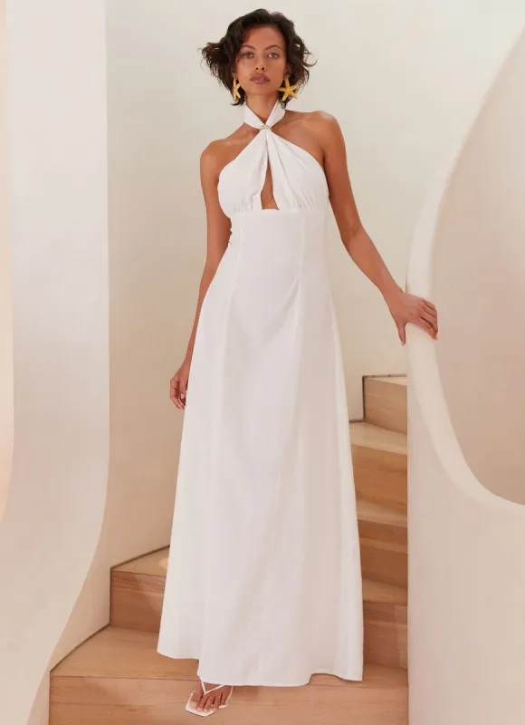 Maison Linen Maxi Dress - White sold by Peppermayo