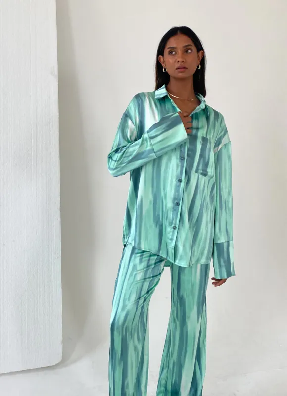 Norma Shirt - Green Dye Print made by Peppermayo