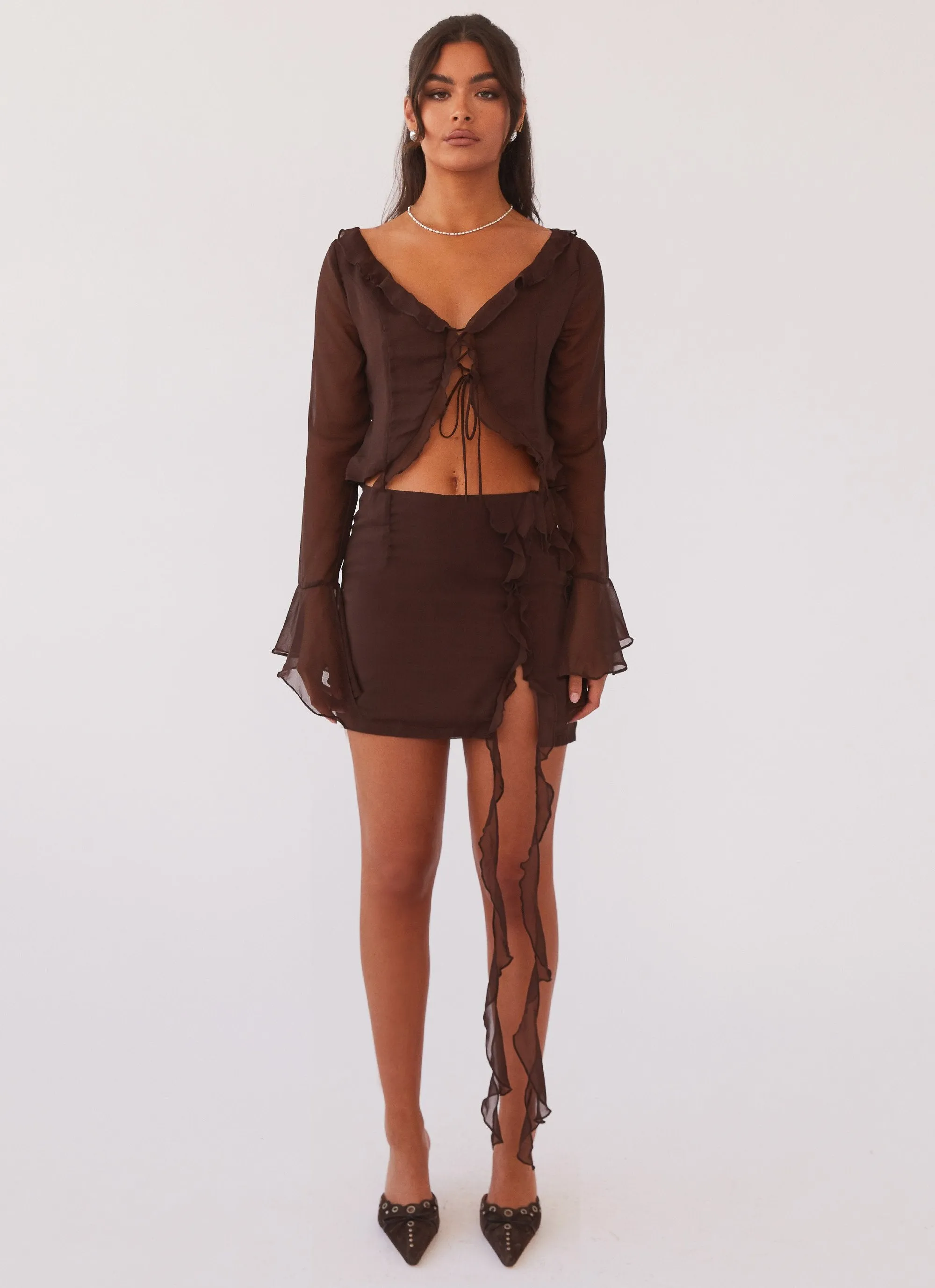 My Favourite Part Mini Skirt - Dark Mocha sold by Peppermayo