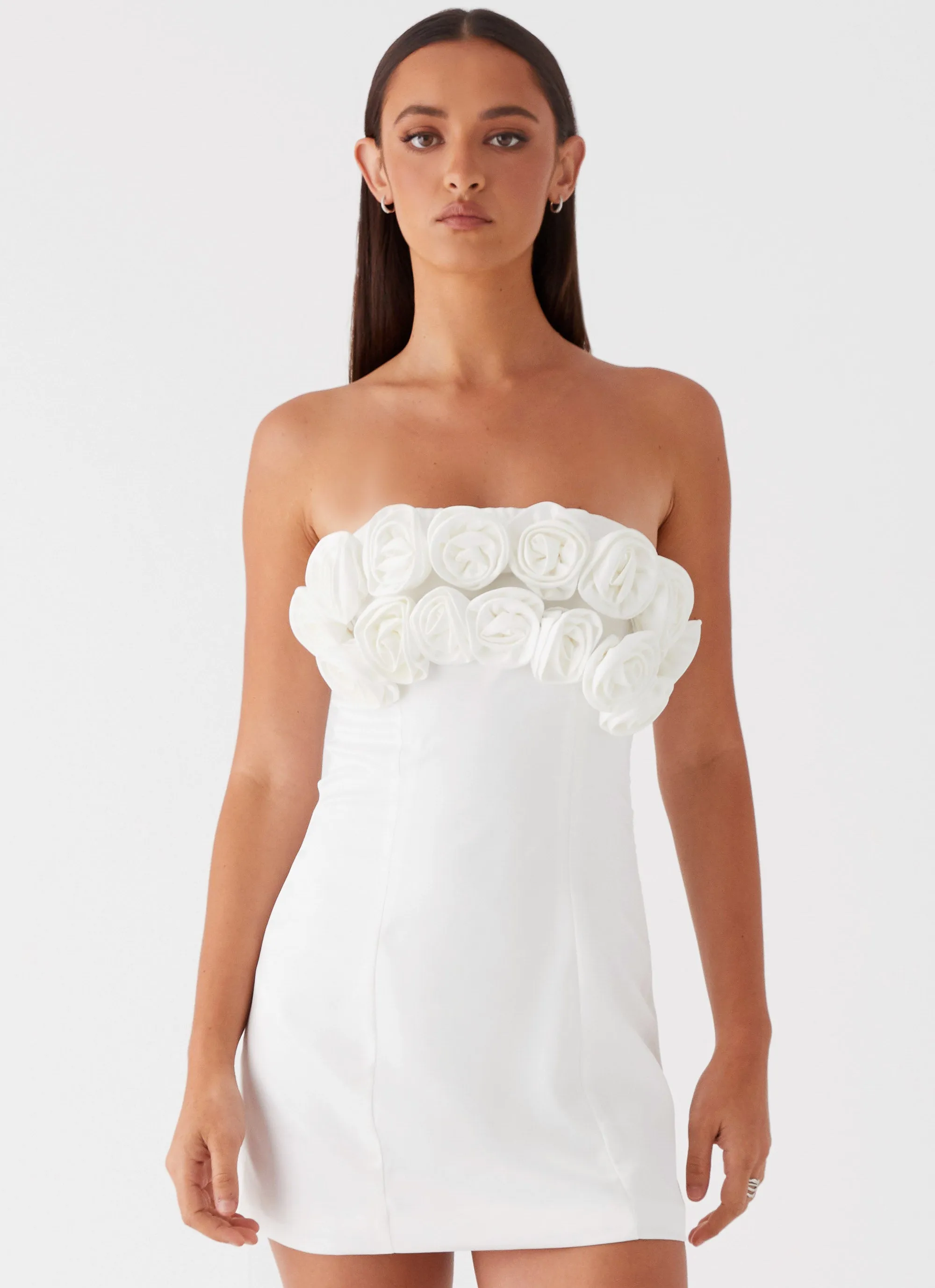 Bouquet Dream Mini Dress - White sold by Peppermayo