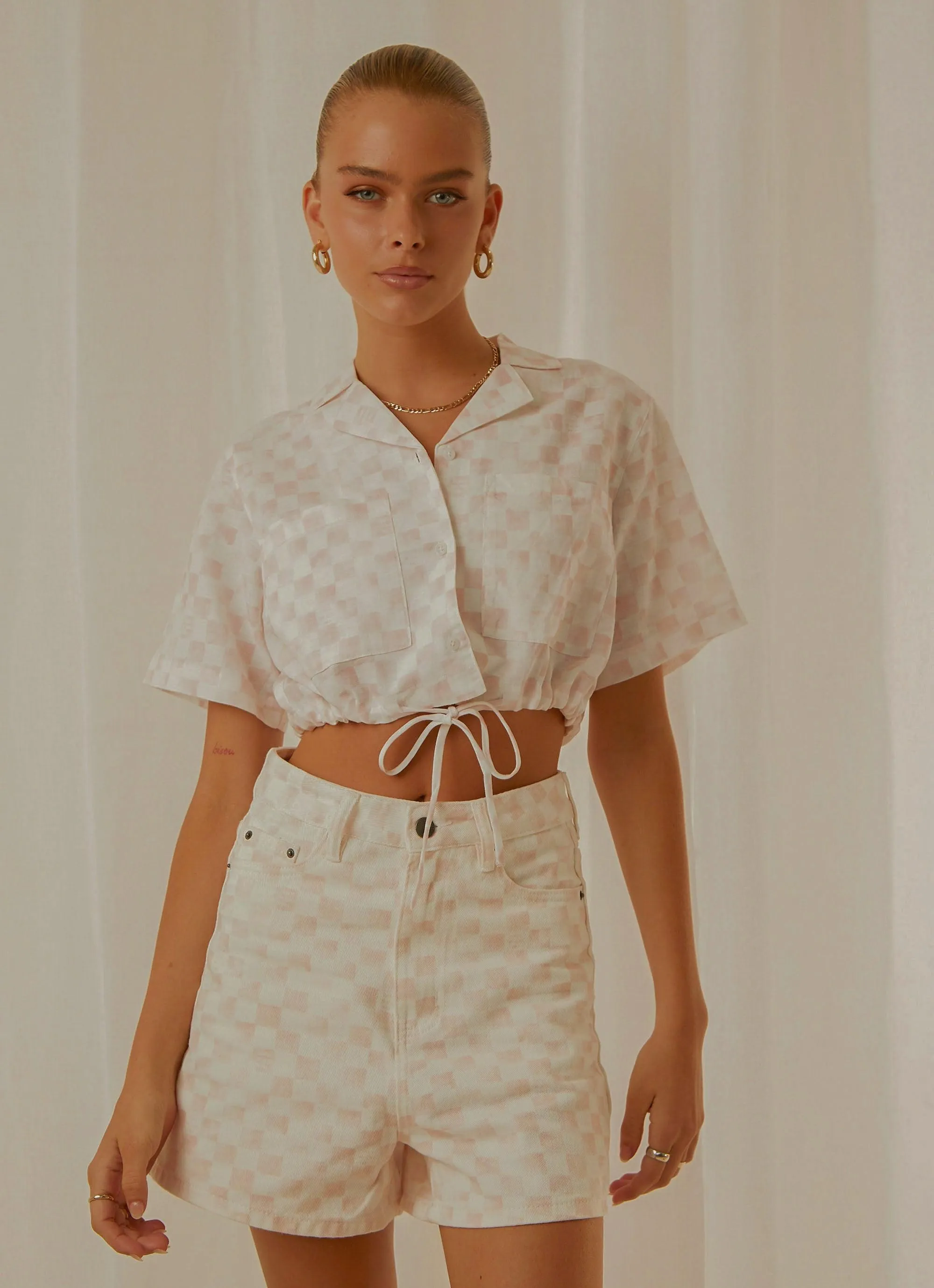 Safari Tie Top - Pink Checker sold by Peppermayo product image thumbnail 3