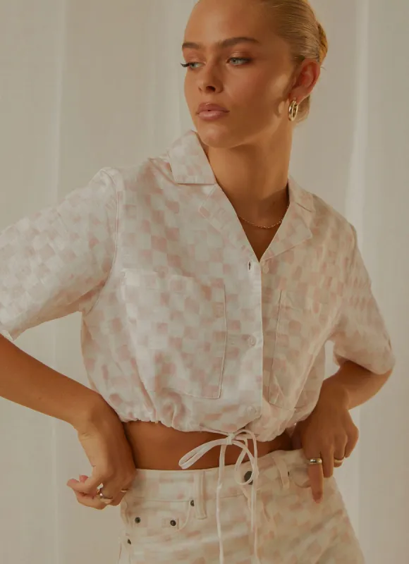 Safari Tie Top - Pink Checker sold by Peppermayo