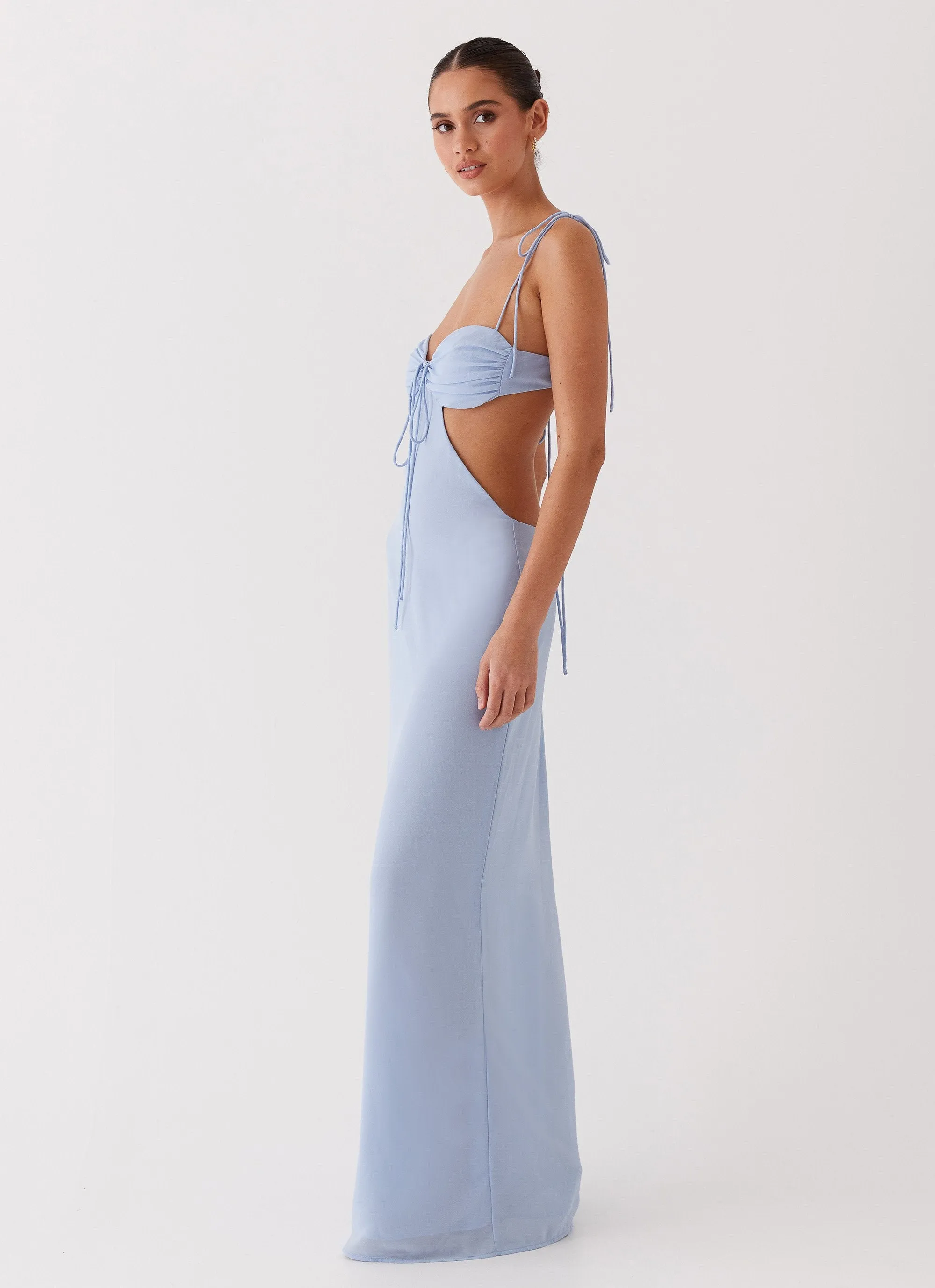 Tyra Ruched Maxi Dress - Blue sold by Peppermayo product image thumbnail 5