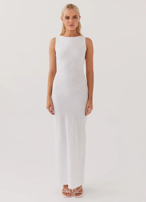 Etoile Knit Maxi Dress - White made by Peppermayo